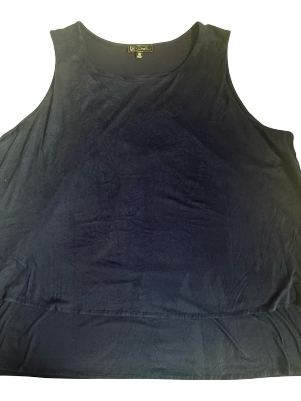 DG2 Diane Gilman Black Layered Knit Tank Top Plus Size 1X HSN Tiered Sleeveless